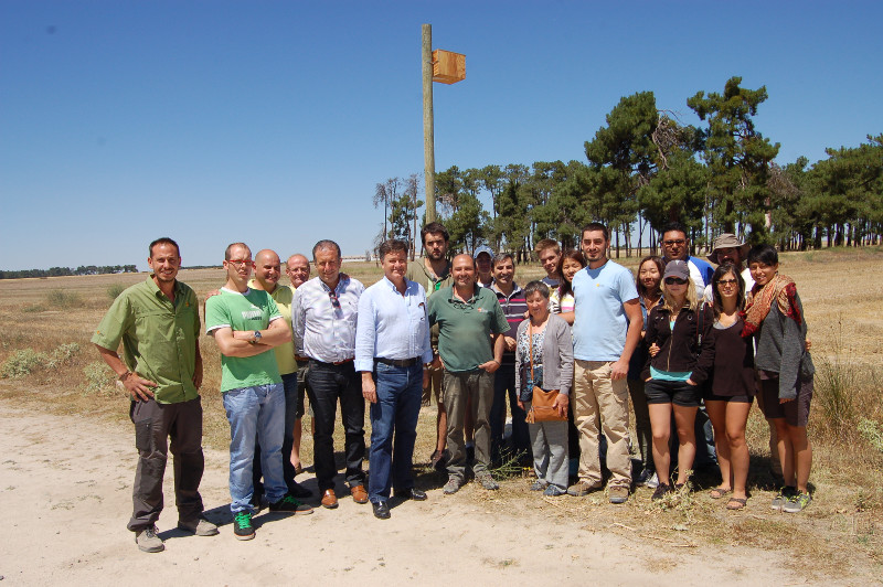 Miembros de la Diputación y de los Ayuntamientos de Aldea Real y Escalona junto con parte del equipo de GREFA y del campo de trabajo internacional que han participado en el proyecto.