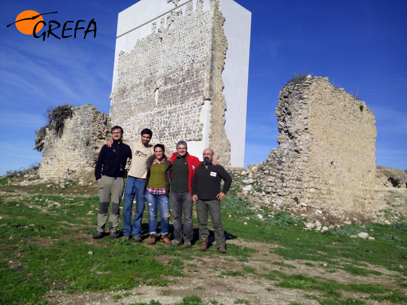 Miembros de GREFA y de O-Live, rebosantes de ánimo durante su visita a la torre Pajarete.