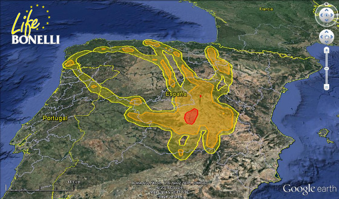 Mapa con los movimientos de "Dueña" por el centro y norte ibéricos. 