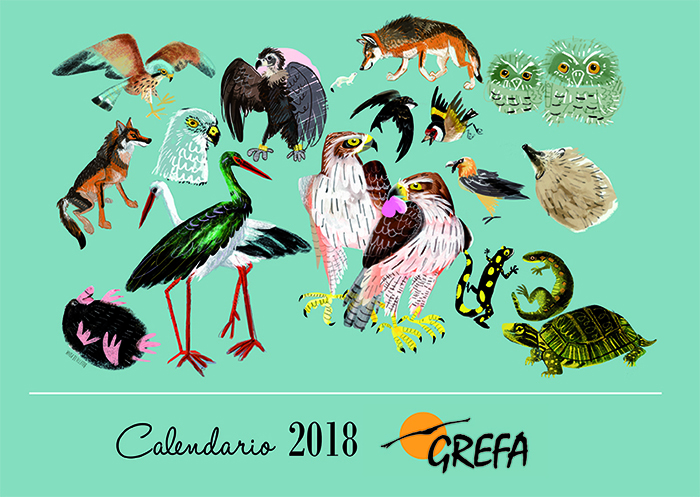 Portada del nuevo calendario de mesa de GREFA 2018