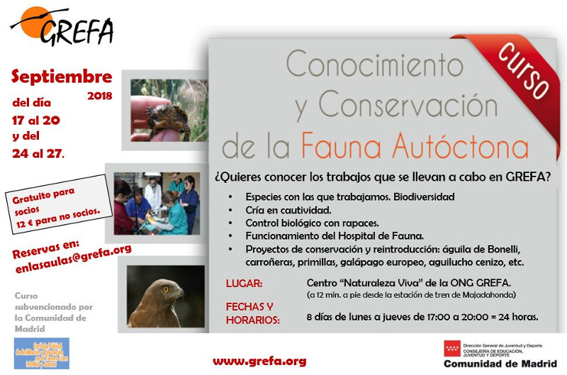 Cartel del curso "Conocimiento y conservación de la fauna ibérica".