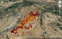 Representación en Google Earth de las localizaciones GPS de Borges en 2013.