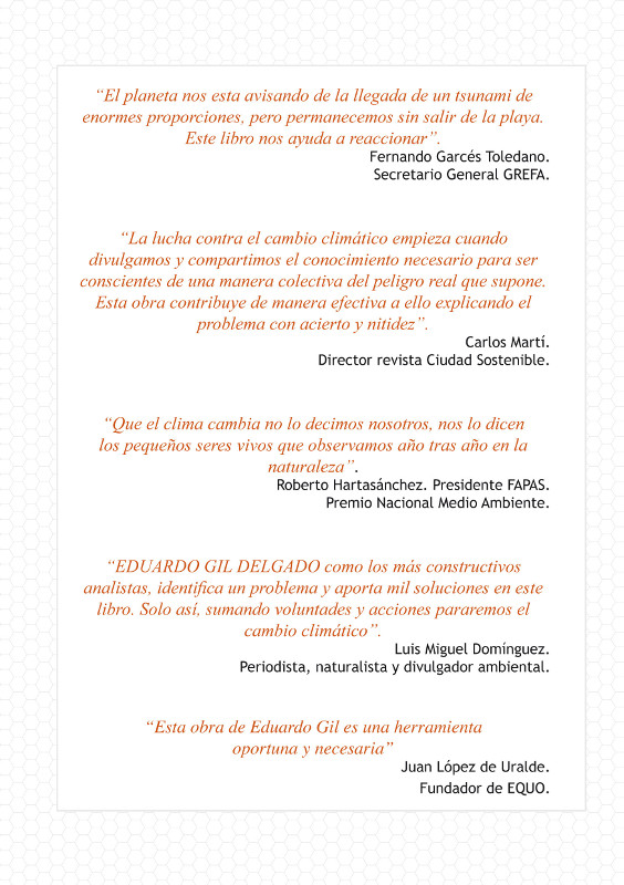 Contraportada del libro "Cambio climático. Amenazas y soluciones”.