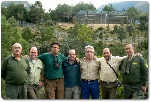 Equipo de trabajo del proyecto. Guardas de la Reserva, miembros de GREFA y equipo técnico de la Consellería.