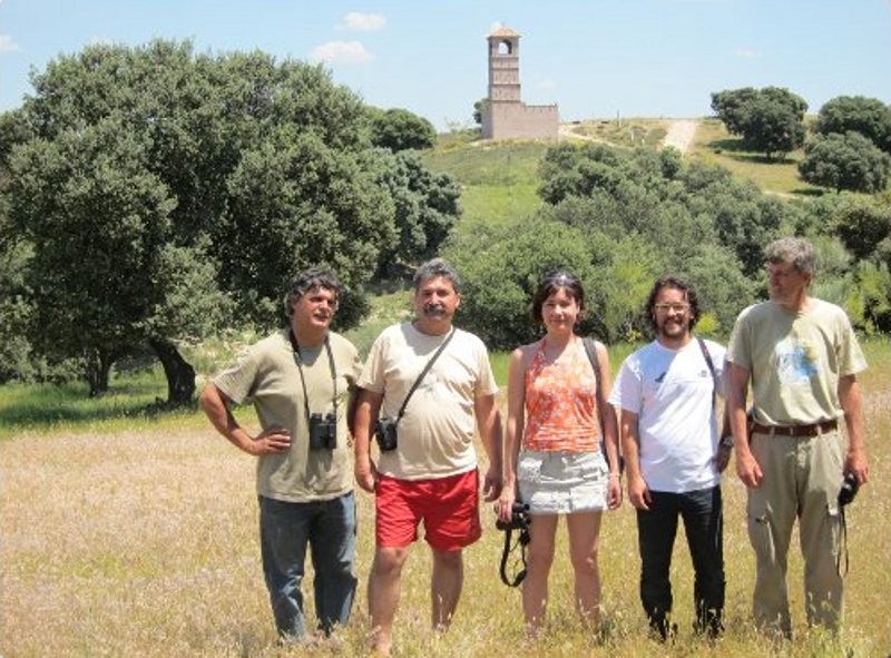 Laszlo,Szilvia,Miklos del Parque Nacional de Hortobagy con Manu y Ernesto en el primillar de Quijorna