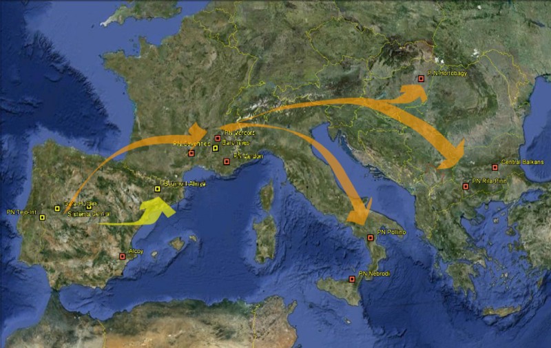 Mapa de actuaciones del proyecto Vulturnet 