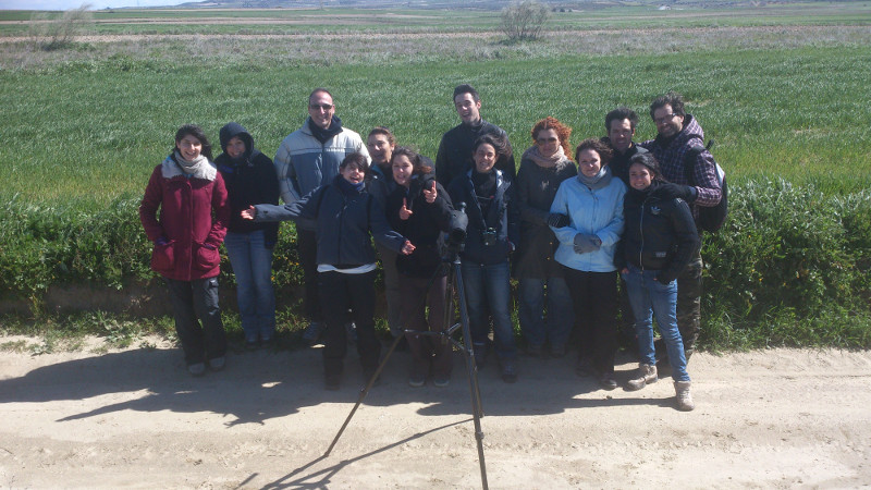 Grupo de alumnos en salida a ver estepáricas