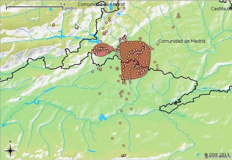 Área de campeo Moro, águila imperial, entre la frontera de Madrid y Toledo