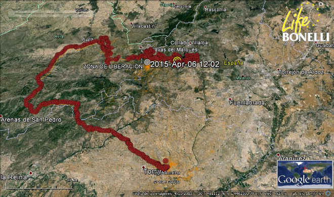 Desplazamiento de Játar desde la provincia de Toledo hasta el suroeste madrileño, pasando cerca de Ávila capital