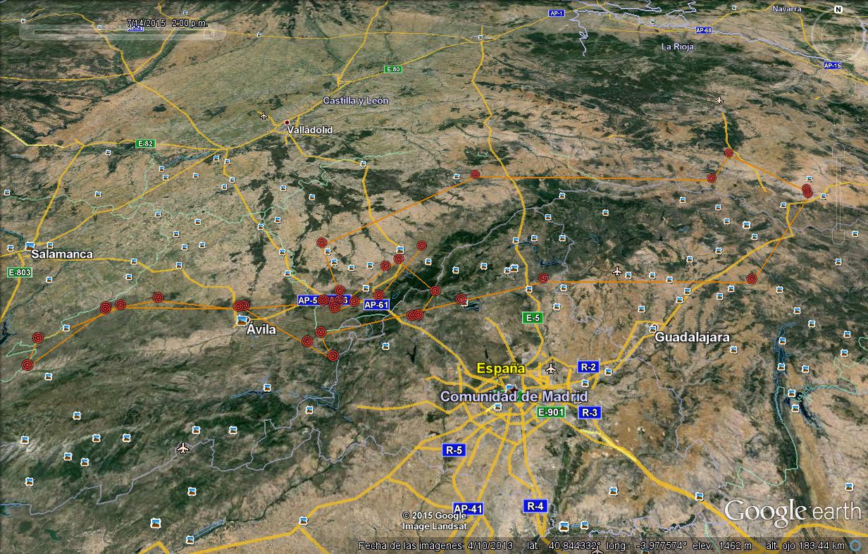 Mapa del "periplo" castellano emprendido por el milano real Gerónimo.