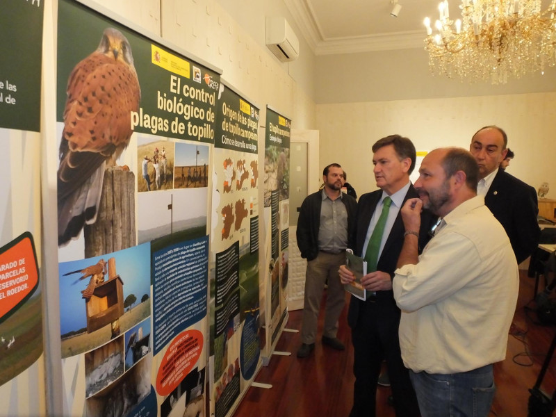 Un momento de la visita a la exposición durante el acto inaugural de Segovia. Detalle de los carteles. Foto: DPS.