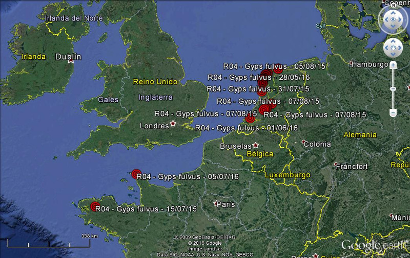 Localizaciones de 'R04' en Francia y Holanda