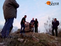 Luis Suárez y Dayamy Rodríguez, del Suarez Museum, liberan el buitre leonado apadrinado.