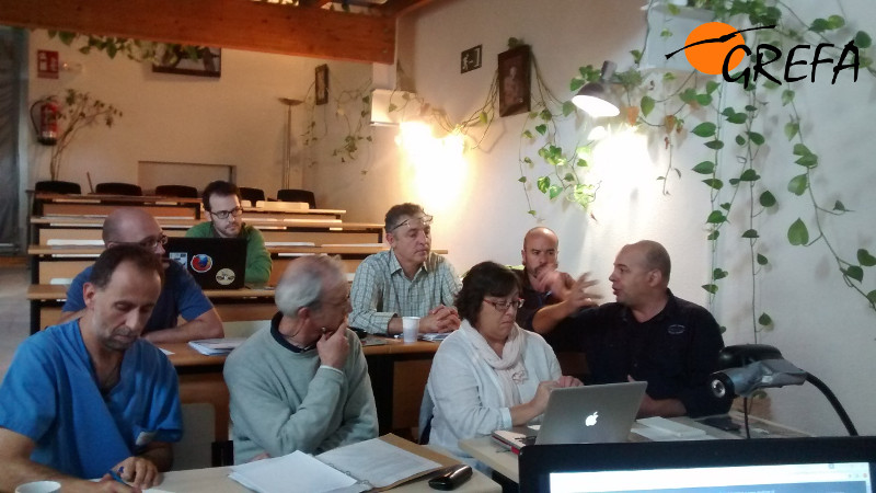 Un momento de la reunión de la Plataforma SOS Tendidos Eléctricos celebrada en la sede de GREFA (Majadahonda, Madrid) el pasado 25 de octubre.