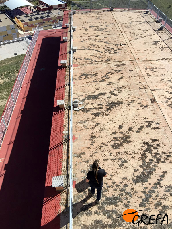 Trabajando en la azotea del silo de Navalcarnero (Madrid).