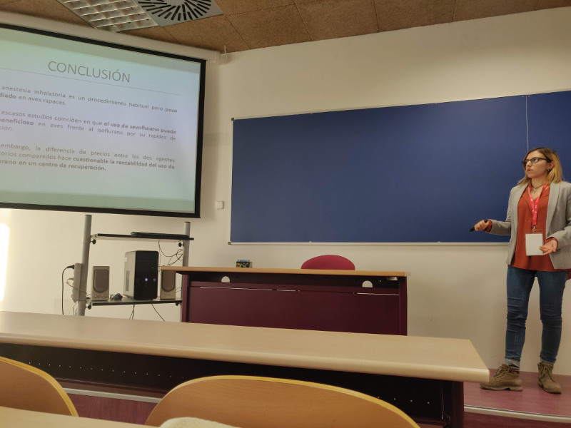 Eva Rodríguez Duarte presenta las conclusiones sobre el uso del sevofluorano en un reciente congreso de jóvenes investigadores celebrado en Madrid.