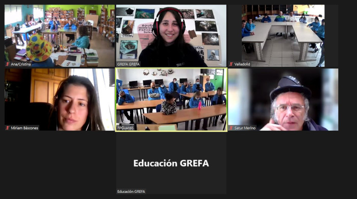 Captura de pantalla de una de las sesión "online" entre GREFA y la Fundación Personas.