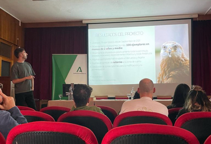 Charla sobre el milano real impartida por un técnico de GREFA el pasado 6 de noviembre en el Centro de Capacitación y Experimentación Forestal de Cazorla (Vadillo-Castril).