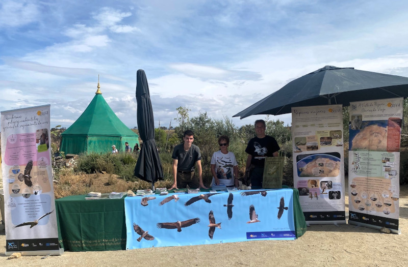 Mesa informativa de GREFA instalada en una de las atracciones históricas de Puy du Fou España.