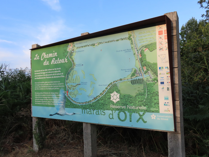 Mapa informativo para los visitantes de las Marismas de Orx.