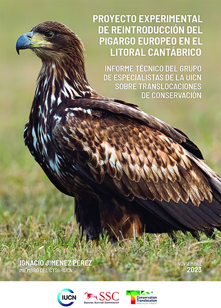 Portada del informe de la UICN sobre la reintroducción del pigargo en el litoral cantábrico.  