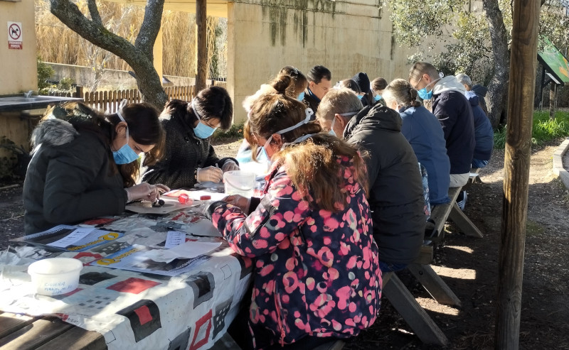 Los participantes en la jornada tuvieron la oportunidad de diseccionar egagrópilas de lechuza común.