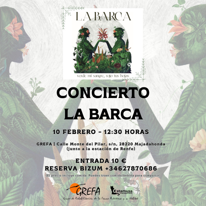 Cartel del concierto que La Barca ofrecerá en GREFA.