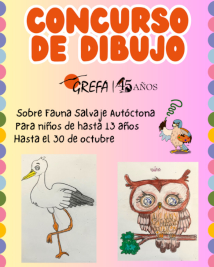 Cartel del 'Concurso de dibujo 45 aniversario' de GREFA.