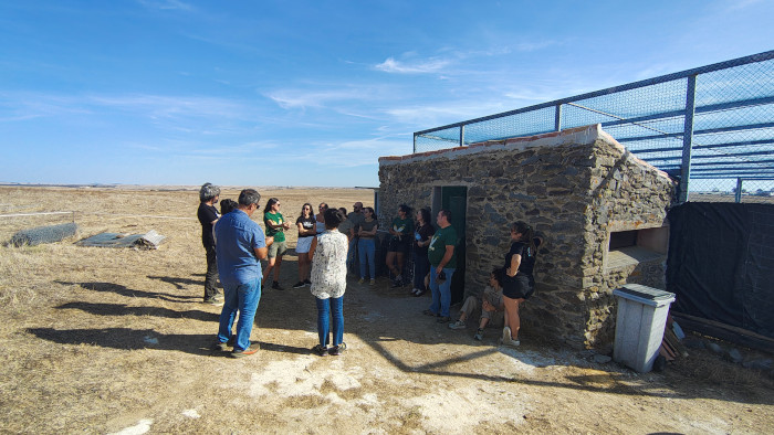 Visita a la estación de aclimatación de aguilucho cenizo, gestionada por el socio LPN en Castro Verde, en el Alentejo; una herramienta fundamental para favorecer el aumento de las poblaciones de la especie. Foto: (Palombar)