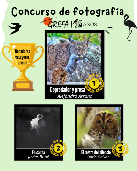 Personas ganadoras del concurso de fotografía en la categoría juvenil.