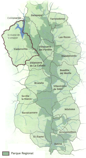 Mapa del Parque Regional del Curso Medio del Río Guadarrama