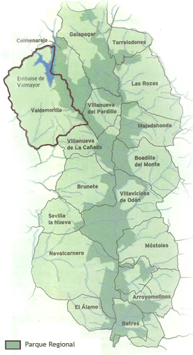 Mapa del Parque Regional del Curso Medio del Río Guadarrama