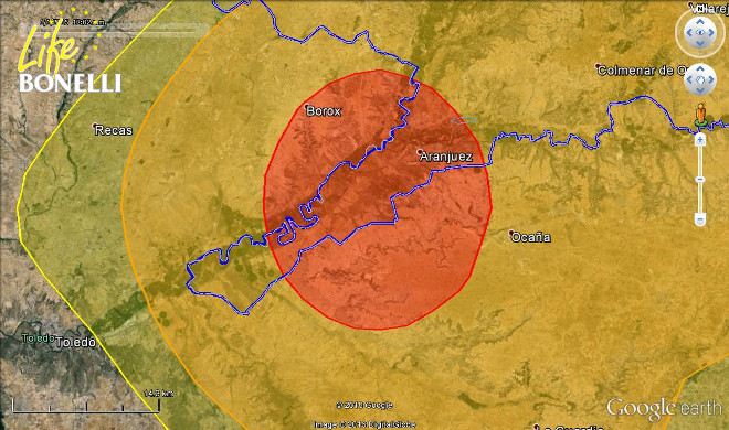 Ilustración 41. Detalle de las zonas de máximo uso de “Orusco” (50% en rojo).