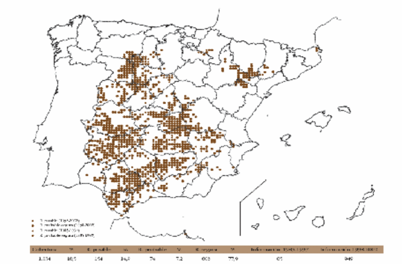 Figura 1. Mapa de distribución en la península ibérica cernícalo primilla